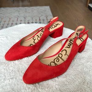 Sam Edelman Red Suede Slingback Heels US 8.5